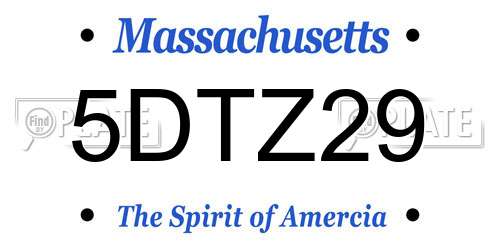 5DTZ29 Massachusetts License Plate