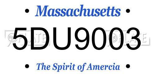 5DU9003 Massachusetts License Plate