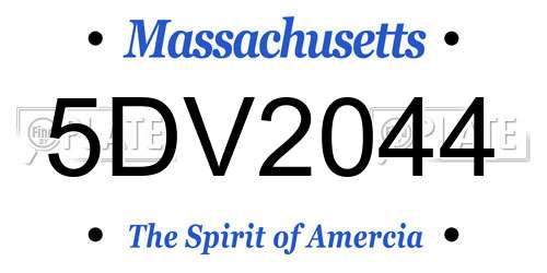 5DV2044 Massachusetts License Plate