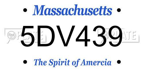 5DV439 Massachusetts License Plate