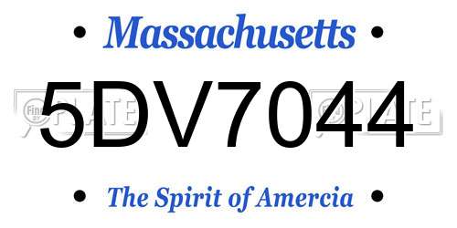 5DV7044 Massachusetts License Plate