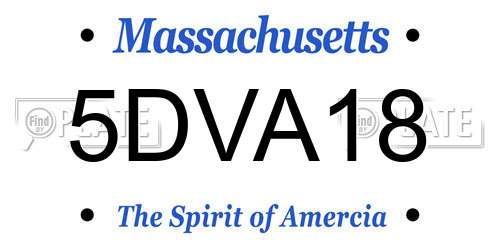 5DVA18 Massachusetts License Plate