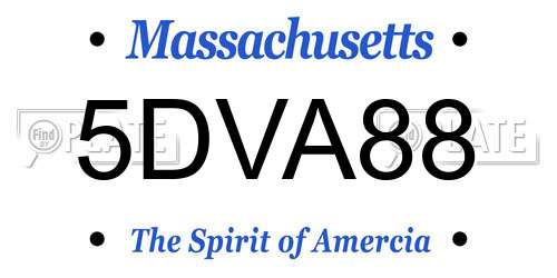 5DVA88 Massachusetts License Plate