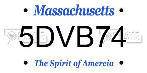 5DVB74 Massachusetts License Plate