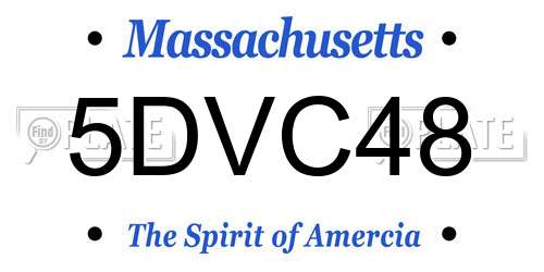 5DVC48 Massachusetts License Plate