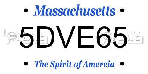 5DVE65 Massachusetts License Plate