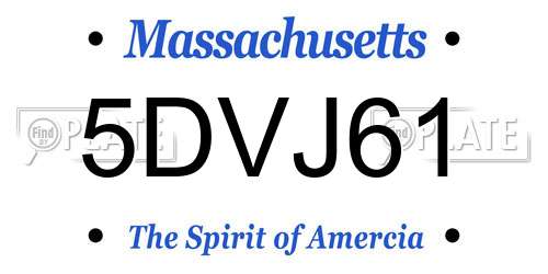 5DVJ61 Massachusetts License Plate