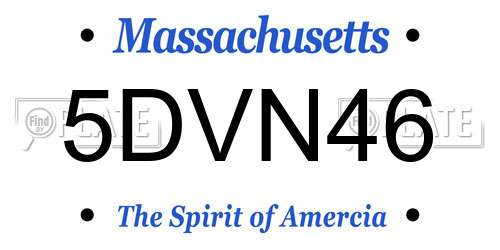 5DVN46 Massachusetts License Plate