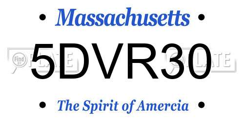 5DVR30 Massachusetts License Plate