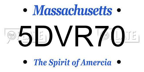 5DVR70 Massachusetts License Plate