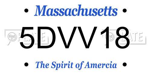 5DVV18 Massachusetts License Plate