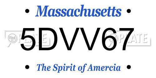 5DVV67 Massachusetts License Plate