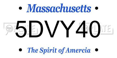 5DVY40 Massachusetts License Plate