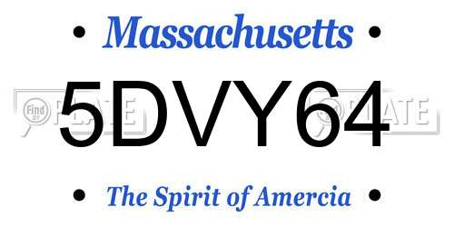 5DVY64 Massachusetts License Plate