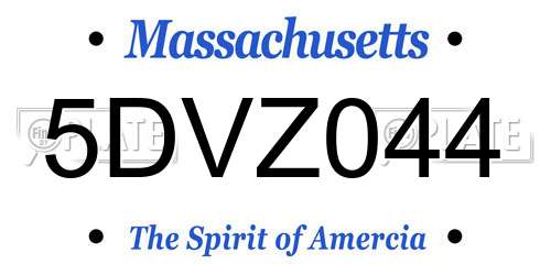 5DVZ044 Massachusetts License Plate