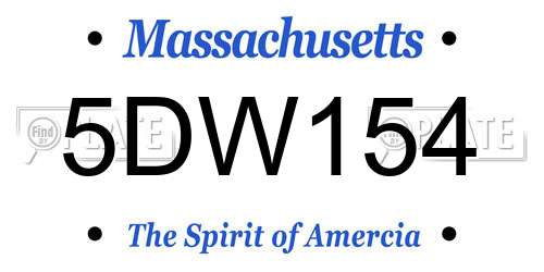 5DW154 Massachusetts License Plate
