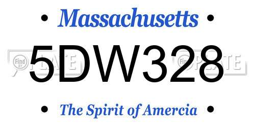 5DW328 Massachusetts License Plate