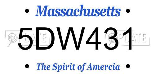 5DW431 Massachusetts License Plate