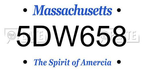 5DW658 Massachusetts License Plate