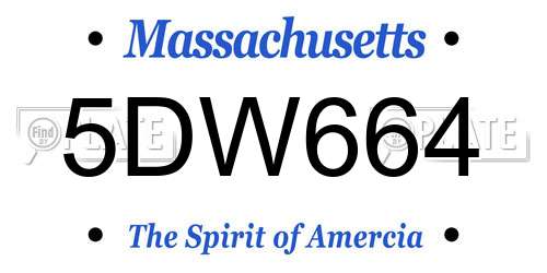 5DW664 Massachusetts License Plate