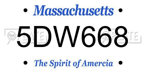 5DW668 Massachusetts License Plate