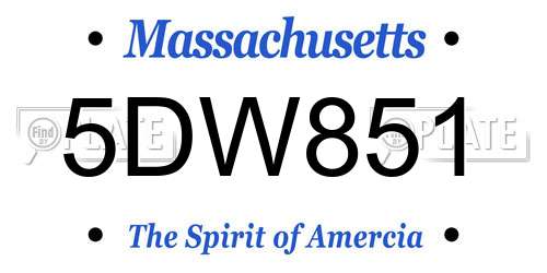 5DW851 Massachusetts License Plate
