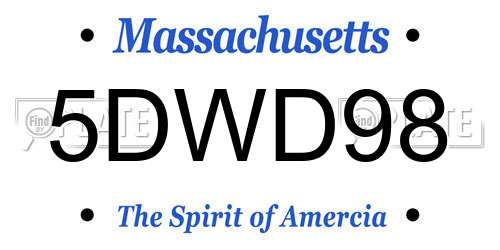 5DWD98 Massachusetts License Plate