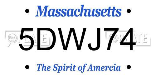 5DWJ74 Massachusetts License Plate