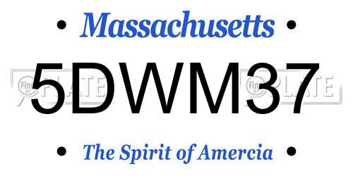 5DWM37 Massachusetts License Plate