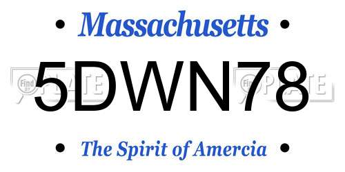 5DWN78 Massachusetts License Plate