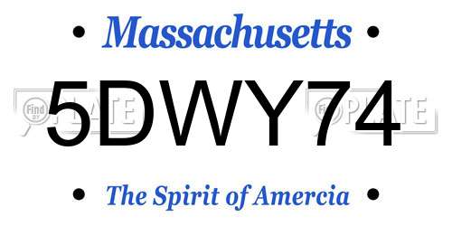 5DWY74 Massachusetts License Plate