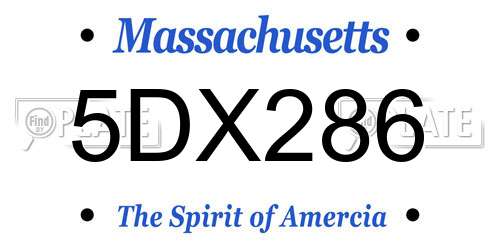 5DX286 Massachusetts License Plate
