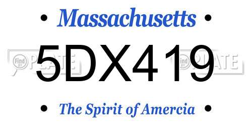 5DX419 Massachusetts License Plate