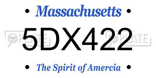 5DX422 Massachusetts License Plate