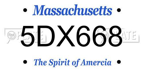 5DX668 Massachusetts License Plate