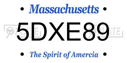 5DXE89 Massachusetts License Plate