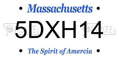 5DXH14 Massachusetts License Plate