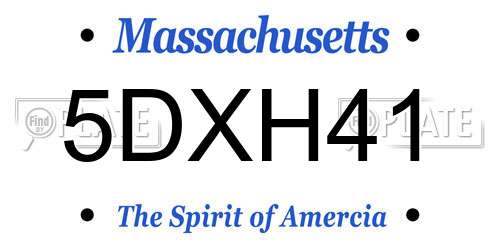 5DXH41 Massachusetts License Plate