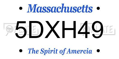 5DXH49 Massachusetts License Plate