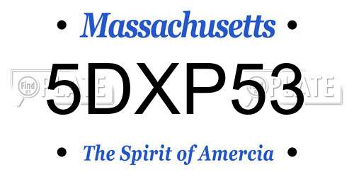 5DXP53 Massachusetts License Plate