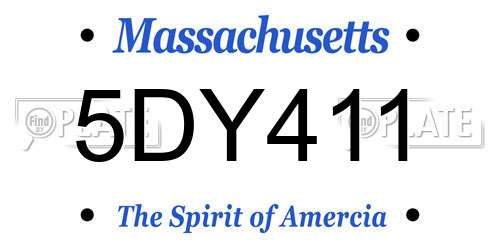 5DY411 Massachusetts License Plate
