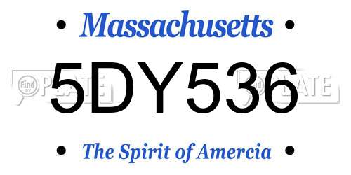 5DY536 Massachusetts License Plate