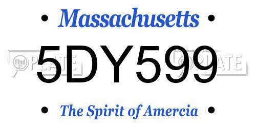 5DY599 Massachusetts License Plate