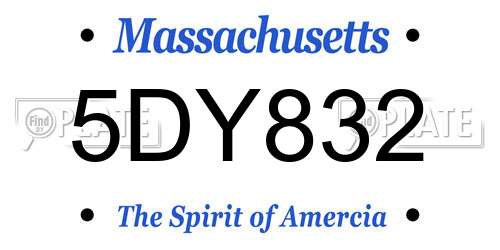 5DY832 Massachusetts License Plate