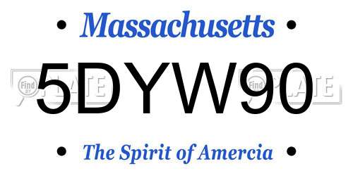 5DYW90 Massachusetts License Plate
