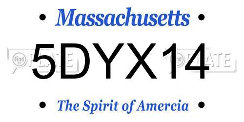 5DYX14 Massachusetts License Plate