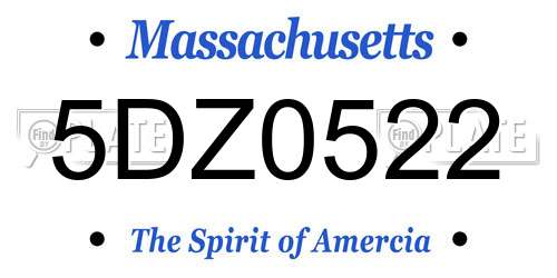 5DZ0522 Massachusetts License Plate