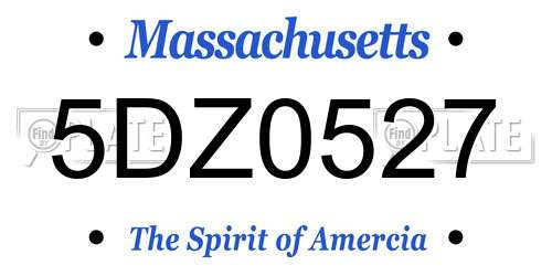 5DZ0527 Massachusetts License Plate