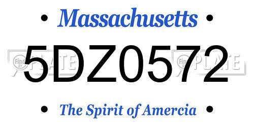 5DZ0572 Massachusetts License Plate