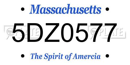 5DZ0577 Massachusetts License Plate